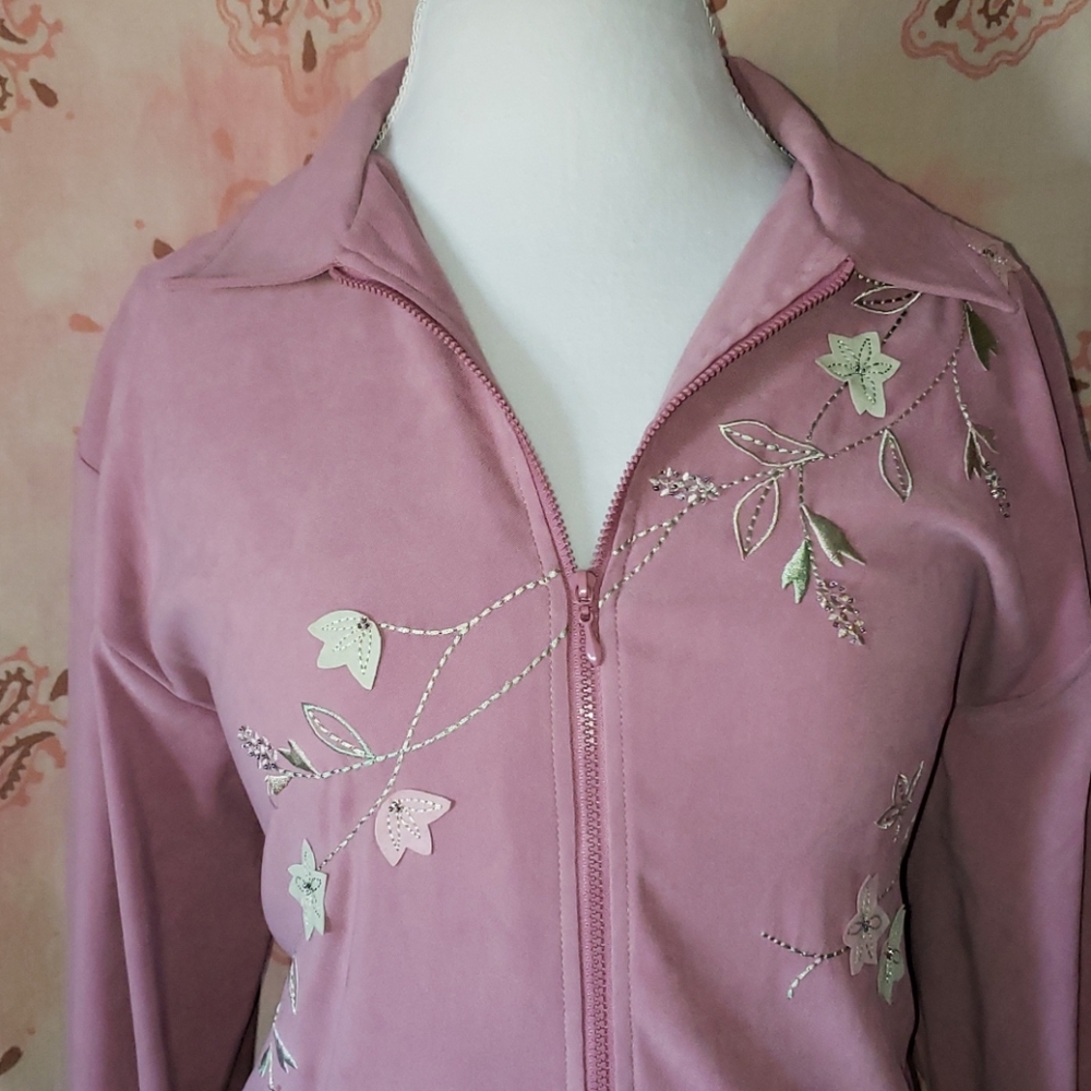 TEDDI Pink Embroidered Jacket Beaded Jacket Flowers Jacket Embellished Jacket